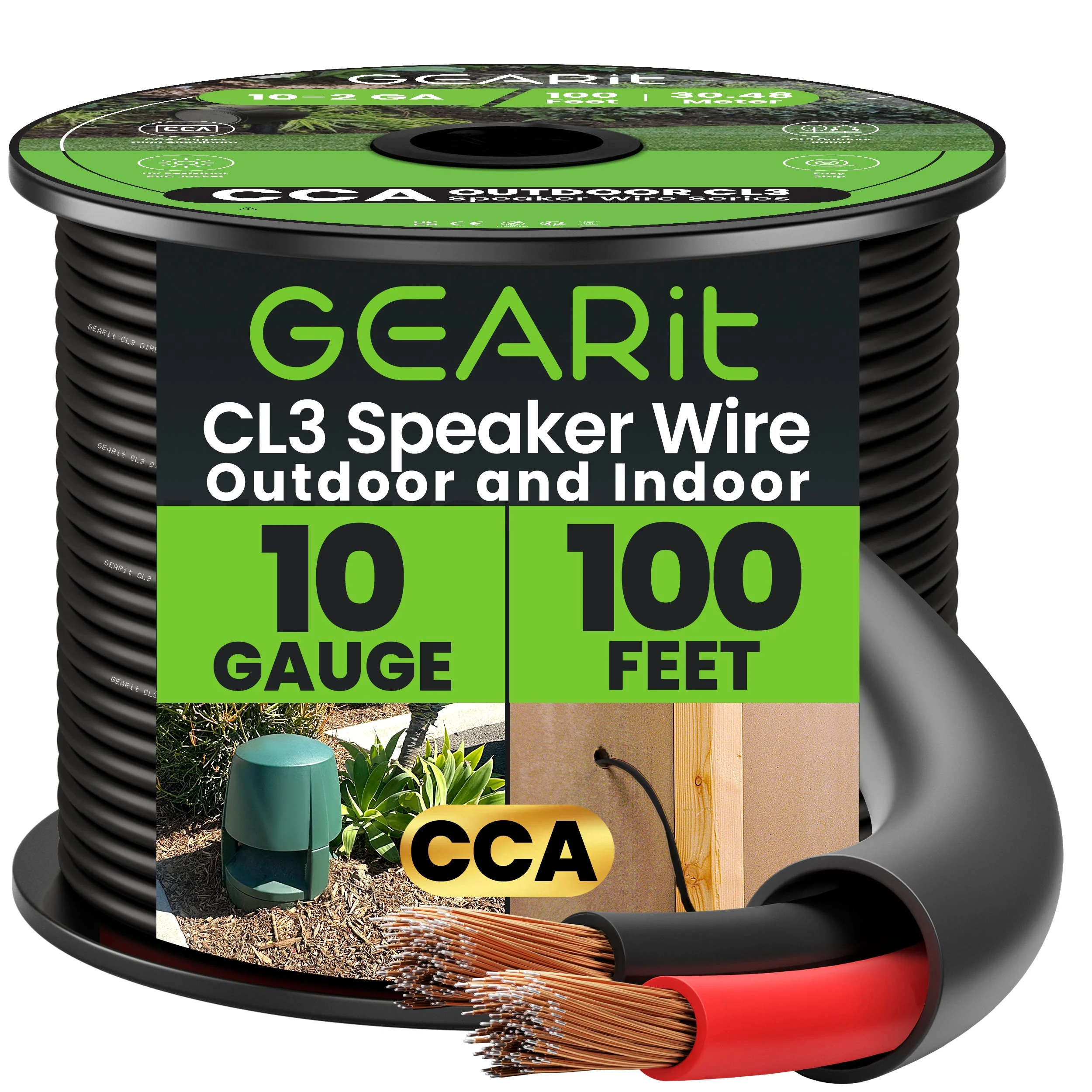 10/2 Outdoor Speaker Wire 10 Gauge CCA - CL3 Rated for Direct Burial in Ground