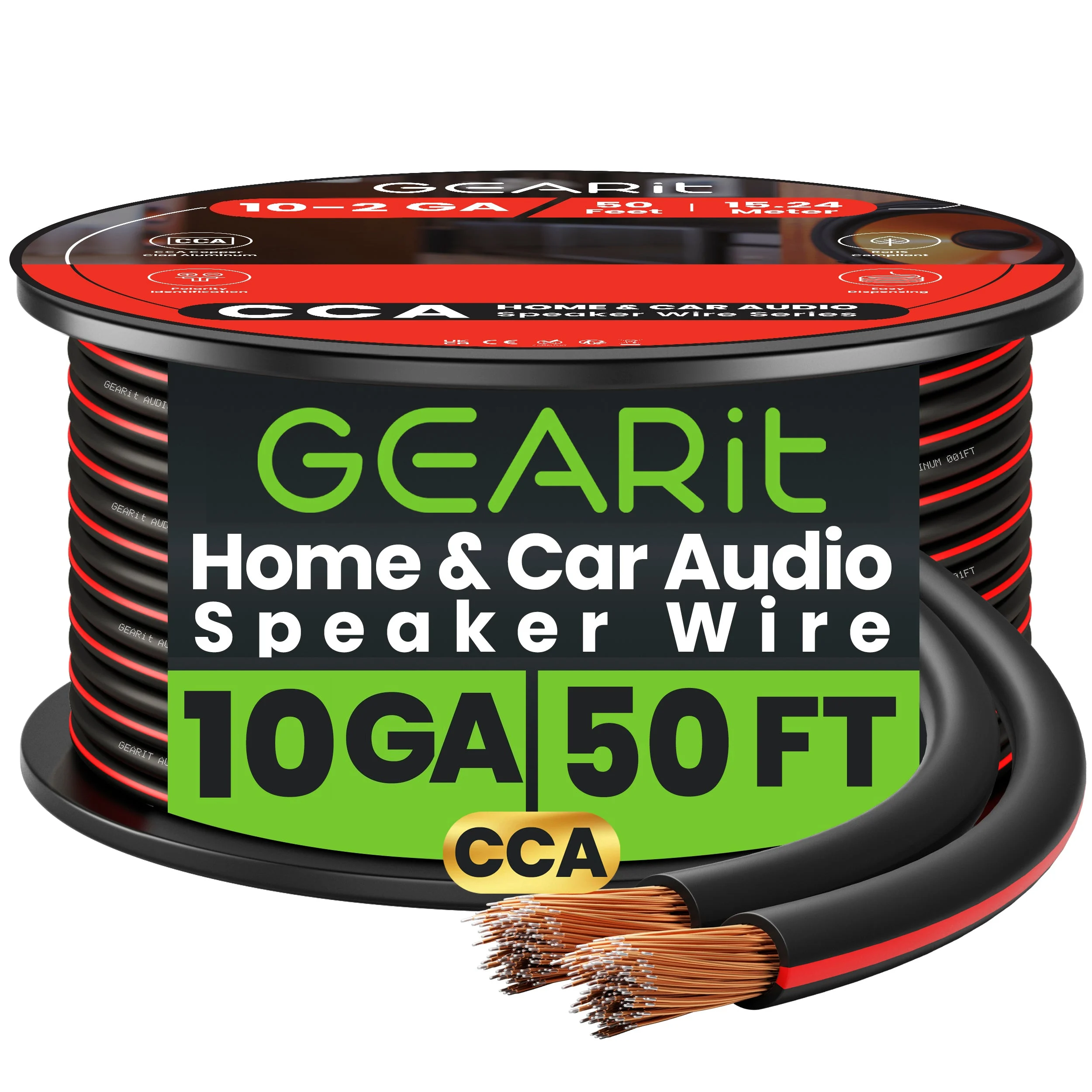 10 Gauge Speaker Wire CCA - Copper Clad Aluminum, Black