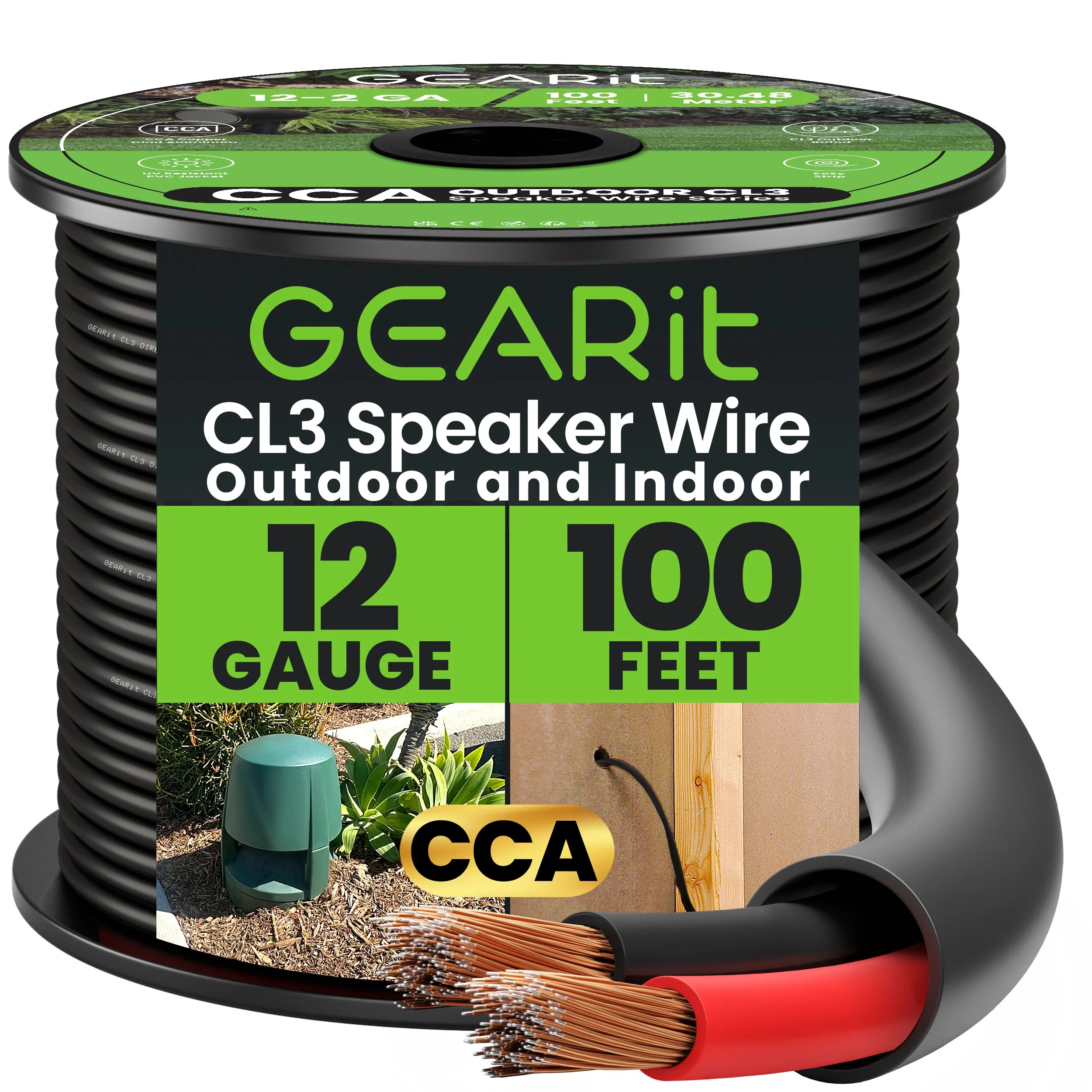 12/2 Outdoor Speaker Wire 12 Gauge CCA - CL3 Rated for Direct Burial in Ground