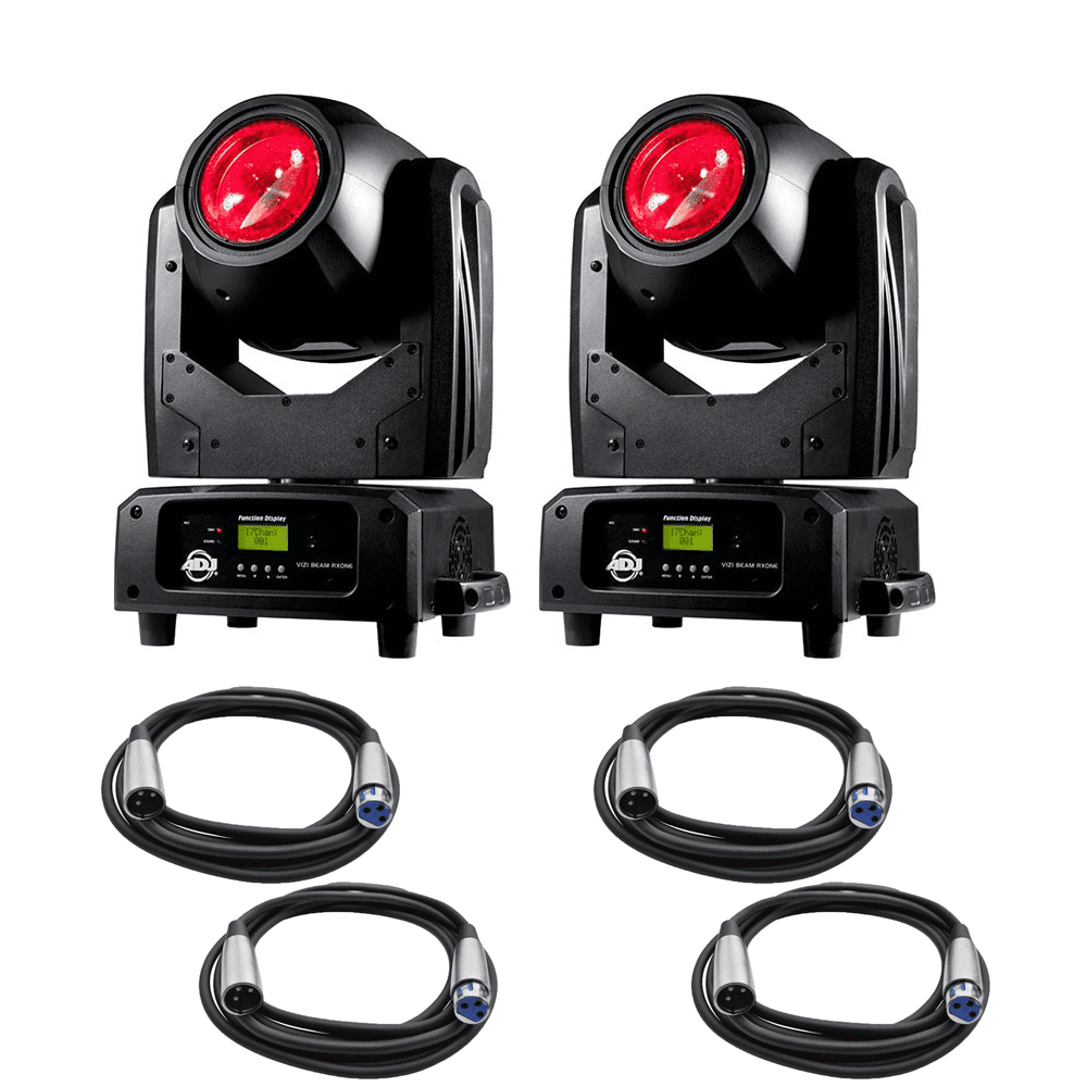 (2) American DJ Vizi Beam RXONE Moving Head Fixture + (4) DMX Cables 50FT Ea.