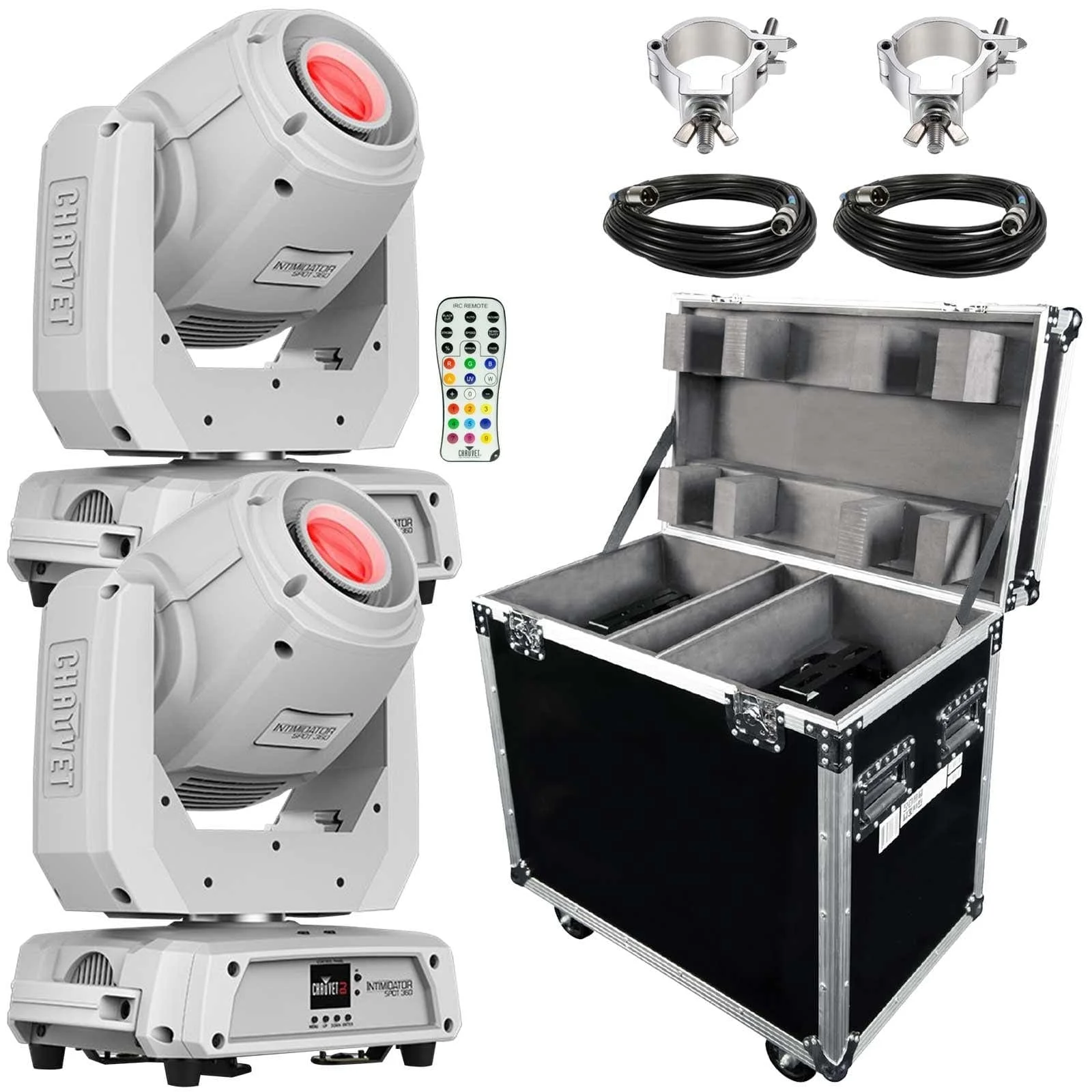 (2) Chauvet DJ Intimidator Spot 360 100 Watt Feature-Packed White Moving Heads with IRC-6 Infrared Remote Control Package