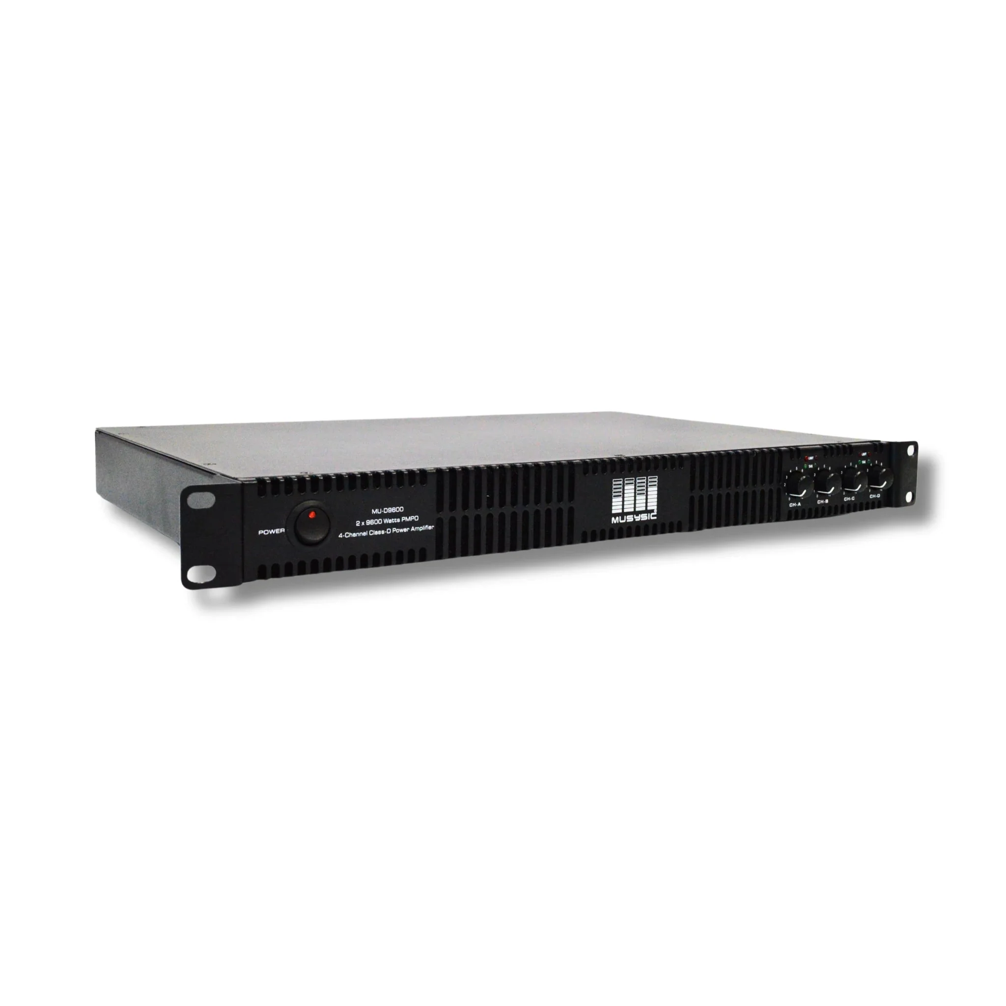 Professional 4-Channels 2x9600 Watts D-Class 1U Power Amplifier MU-D9600