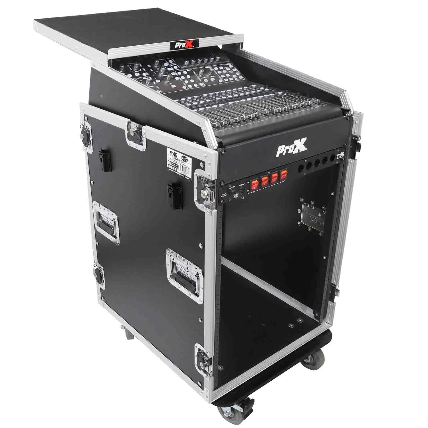 ProX T-16MRSS13ULT Universal 19 Rack-Mount Mixer W-13U Top and 16U Front W-2 Side Work Tables
