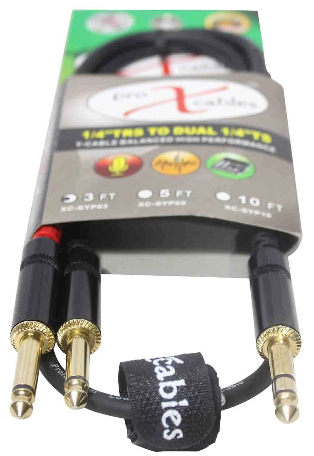 Prox XC-SYP03 Unbalanced TRS-M Stereo to Dual TS-M High Performance Audio Y Cable - 3 Feet