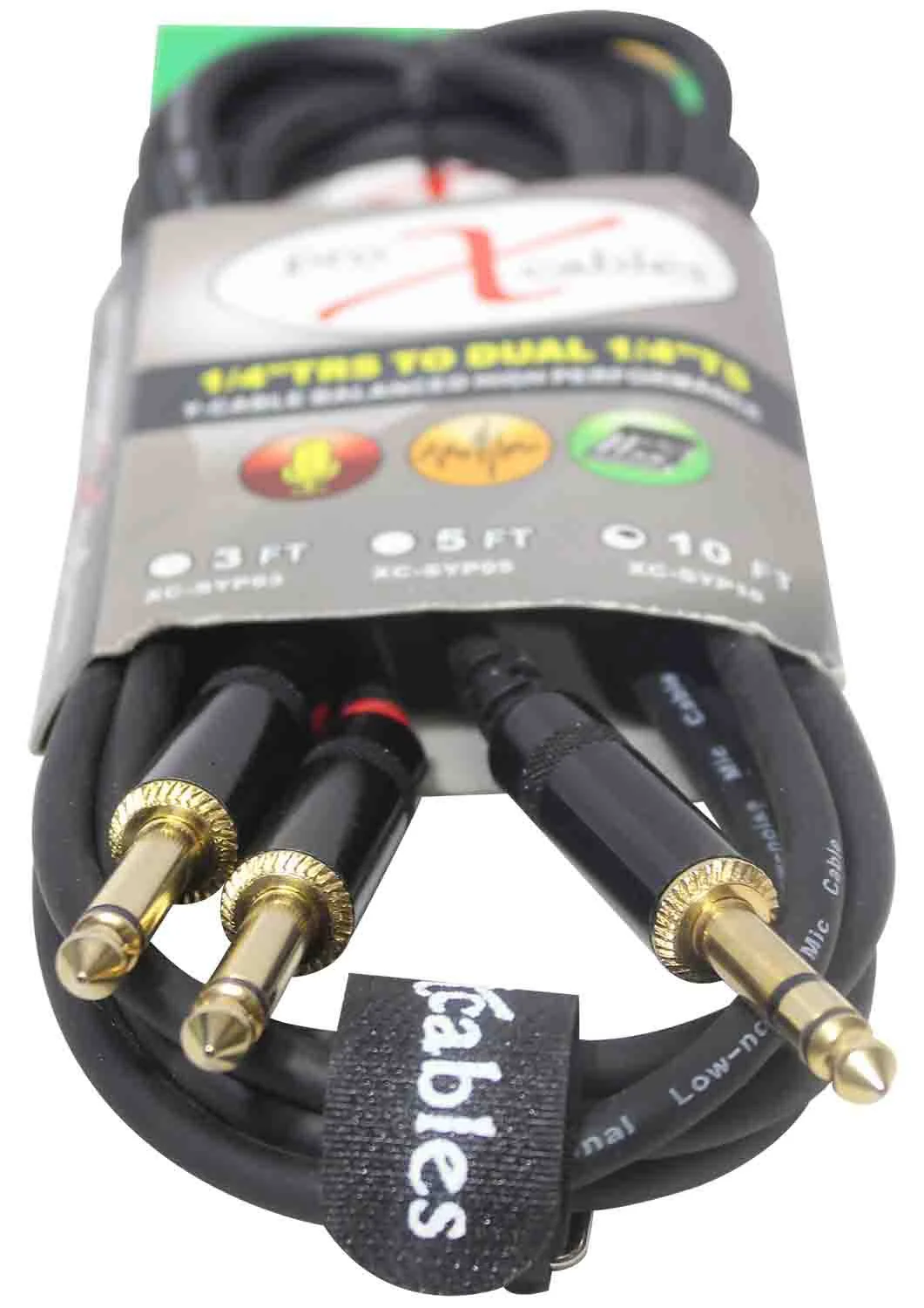 Prox XC-SYP10 Unbalanced TRS-M Stereo to Dual TS High Performance Audio Y Cable - 10 Feet