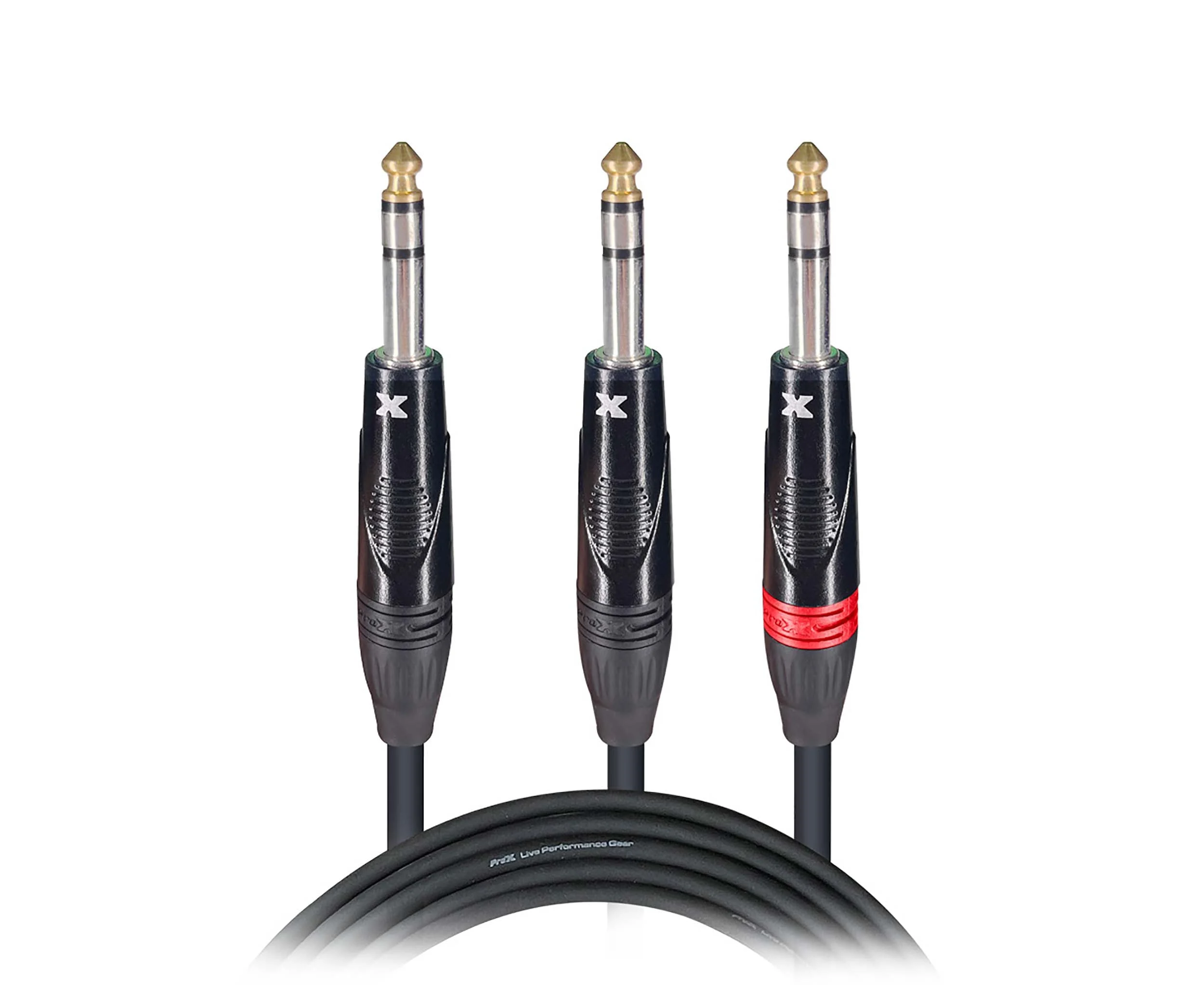 Prox XC-SYS03 1/4" TRS-M to Dual 1/4" TRS-M High Performance Audio Cable - 3 Feet