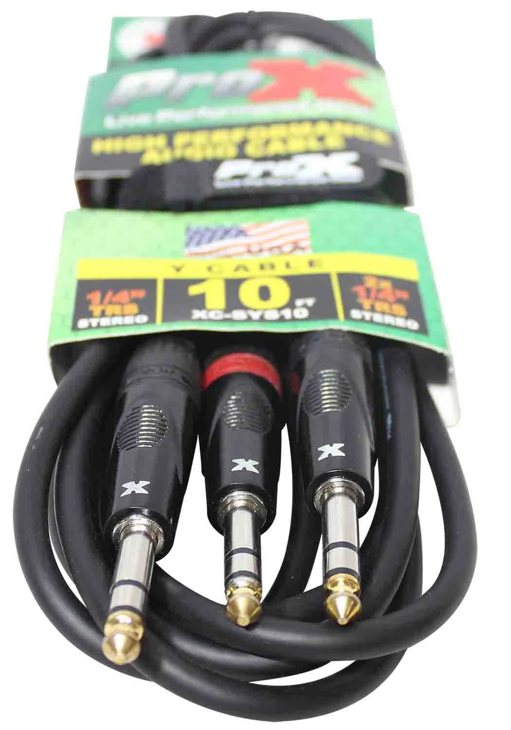 Prox XC-SYS10 1/4" TRS-M to Dual 1/4" TRS-M High Performance Audio Cable - 10 Feet
