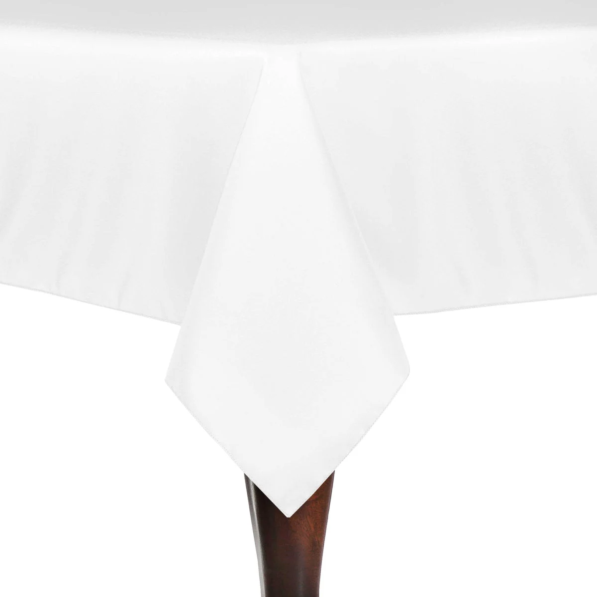 White 54" x 54" Square Poly Premier Tablecloth With Hem
