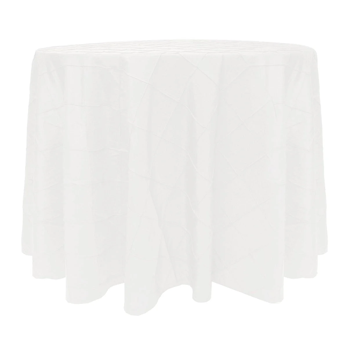 White 60" Round Bombay Pintuck Tablecloth