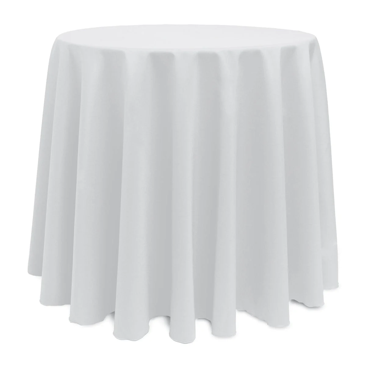 White 72" Round Poly Premier Tablecloth With Hem